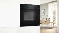 Духовой шкаф Bosch HNG978QB1 Accent line. Serie 8, духовой шкаф с микроволнами и паром, черный, 28 режимов + комбинированные режимы, микроволны до 800 Вт, 4-слойное остекление, 3 цветных текстовых TFT-дисплея 2,5" с сенсорным управлением, поворотный переключатель ControlRing, LED-освещение, меню "Assist", PerfectBake, PerfectRoast, пиролитическая самоочистка, телескопические направляющие на 1 уровне - фото 3