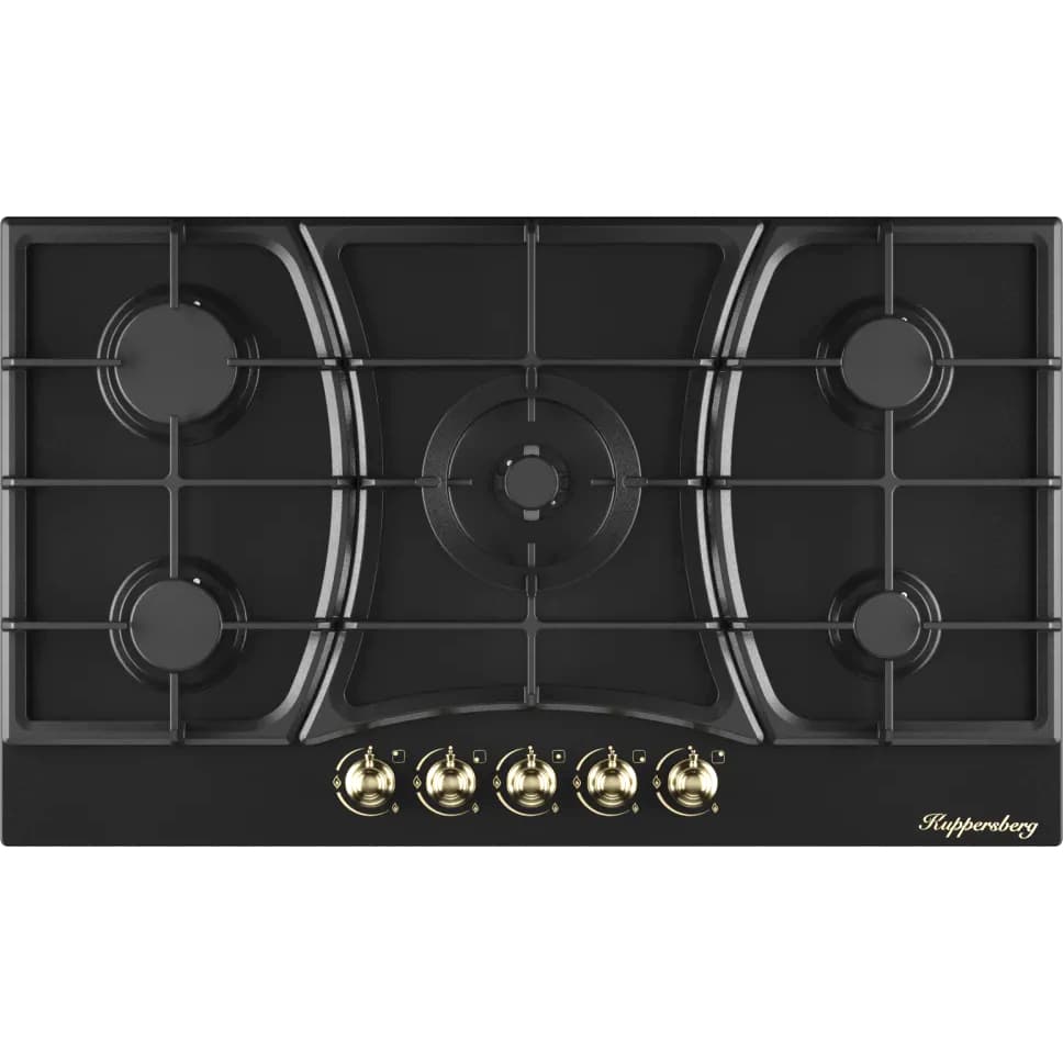 Варочная поверхность Kuppersberg/ KITCHEN RETAIL / Варочная поверхность Kuppersberg, газ, Classic, 86 см, автоматический электроподжиг, газ-контроль, форсунки под сжиженый газ, SABAF конфорки, чугунные решетки, WOK подставка, цвет антрацит, цвет фурнитуры бронзовый