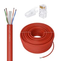 GCR PRO Кабель LAN DIY витая пара 50m в бухте, LSZH UTP кат.6А, CCA многопроволочный, красный + Коннектор RJ-45 8p8c сборный 20шт. - фото 1