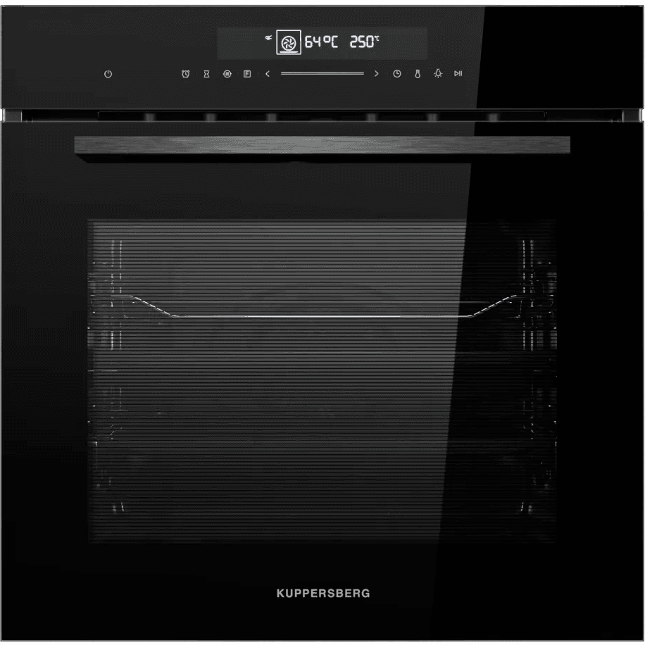 Встраиваемый духовой шкаф KUPPERSBERG/ KITCHEN RETAIL / Встраиваемый духовой шкаф KUPPERSBERG, High-Tech, объем 72 л, 12 режимов работы, быстрый нагрев, телескопические направляющие, доводчик двери, таймер, термощуп, 3 стекла в дверце, сенсорное управление, блокировка от детей, энергоэффективность А+, цвет черный