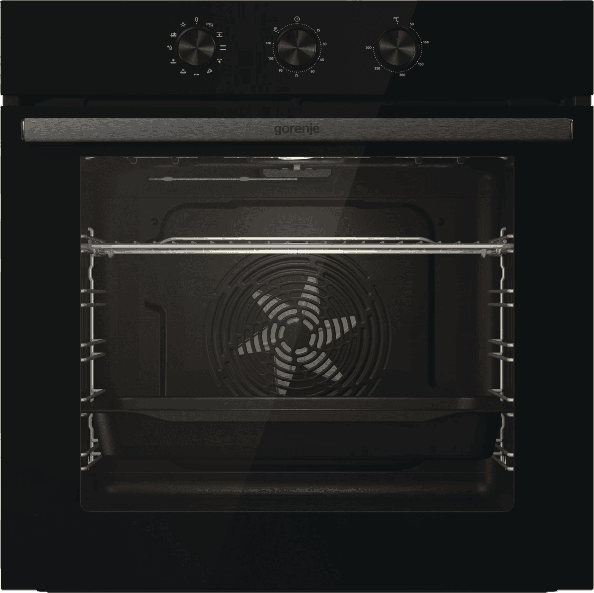 Встраиваемые электрические духовки GORENJE/ Духовой шкаф, 77 л, Класс энергопотребления: A, Механический таймер с функцией отключения, Конструкция: Встраиваемая, Ширина: 595 мм, Высота: 595 мм, черный