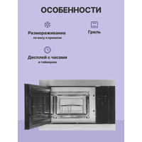 Встраиваемые микроволновые печи SMEG/ Встраиваемая микроволновая печь, 60 см, высота 38 см, 3 функций, черное стекло Eclipse + нержавеющая сталь - фото 6