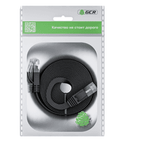 GCR PRO Патч-корд LSZH PROF плоский прямой 15.0m, UTP медь кат.6, черный, 30 AWG, ethernet high speed 10 Гбит/с, RJ45, T568B - фото 5