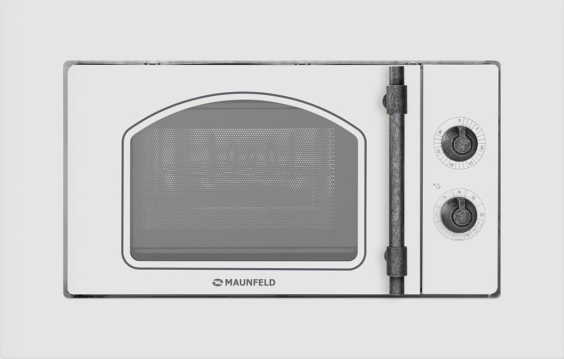 Встраиваемая микроволновая печь Maunfeld/ Микроволновая печь MAUNFELD JBMO.20.5ERWAS, максимальная мощность 1080 Вт, полезный объем  20 л, кварцевый гриль, 4 режима, без поворотного стола, таймер, цвет белый