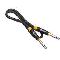 GCR Кабель 1.5m аудио STEREO jack 6,35mm/jack 6,35mm черный, AL case черный, желтая окантовка, M/M, GCR-53350 - фото 3