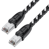 GCR PRO Патч-корд PROF прямой 10.0m, UTP медь кат.6А, STRONG черно-белый в оплетке текстиль, ethernet high speed 10 Гбит/с, T568B - фото 7