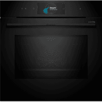 Духовой шкаф Bosch HNG978QB1 Accent line. Serie 8, духовой шкаф с микроволнами и паром, черный, 28 режимов + комбинированные режимы, микроволны до 800 Вт, 4-слойное остекление, 3 цветных текстовых TFT-дисплея 2,5" с сенсорным управлением, поворотный переключатель ControlRing, LED-освещение, меню "Assist", PerfectBake, PerfectRoast, пиролитическая самоочистка, телескопические направляющие на 1 уровне - фото 1