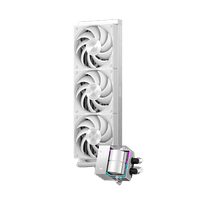 Система охлаждения/ Water Cooling System PCCooler DS360 WH (310W, 360mm, LED temp., White, ARGB Pump/ Fans: 3x120mm, 86.73CFM, 28dBA, 2200RPM/ Pump height 67mm, 28dBA, 3200RPM, Rad thickness 27mm/ S: 1851, 1700, 1200, 20XX, 115X, AM5, AM4) - фото 4