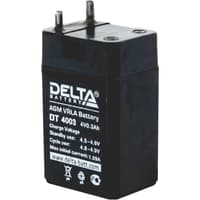 Батарея DELTA серия DT, DT 4003, напряжение 4В, емкость 0.3Ач (разряд 20 часов), макс. ток заряда 0.09А, свинцово-кислотная типа AGM, клеммы вывод под пайку5мм., ДxШxВ 26х21х40мм., 0.045кг., срок службы 5 лет./ Battery DELTA series DT, DT 4003, voltage 4V, capacity 0.3Ah (discharge 20 hours), max. charge current 0.09A, lead-acid type AGM, solder terminals 5mm., LxWxH 26x21x40mm., 0.045kg., service life 5 years. - фото 1