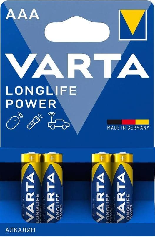 Батарейка AAA/ Батарейка Varta LONGLIFE POWER (HIGH ENERGY) LR03 AAA BL4 Alkaline 1.5V (4903) (4/40/200) (4 шт.)