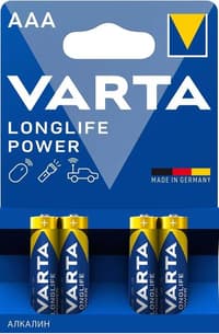 Батарейка AAA/ Батарейка Varta LONGLIFE POWER (HIGH ENERGY) LR03 AAA BL4 Alkaline 1.5V (4903) (4/40/200) (4 шт.) - фото 1