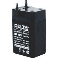 Батарея DELTA серия DT, DT 4003, напряжение 4В, емкость 0.3Ач (разряд 20 часов), макс. ток заряда 0.09А, свинцово-кислотная типа AGM, клеммы вывод под пайку5мм., ДxШxВ 26х21х40мм., 0.045кг., срок службы 5 лет./ Battery DELTA series DT, DT 4003, voltage 4V, capacity 0.3Ah (discharge 20 hours), max. charge current 0.09A, lead-acid type AGM, solder terminals 5mm., LxWxH 26x21x40mm., 0.045kg., service life 5 years. - фото 2
