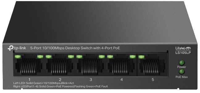 Коммутатор/ 5-Port 10/100 Mbps Desktop Switch with 4-Port PoE