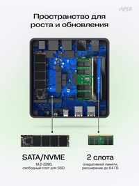 Мини ПК/ HIPER FACTUM FN2 Intel Core i5 1335U(1.3Ghz)/16384Mb/512PCISSDGb/noDVD/BT/WiFi/war 1y/0.4kg/черный/Win11Pro + WiFi 6, BT 5.2,Чёрный, БП 90Вт, VESA крепление - фото 15