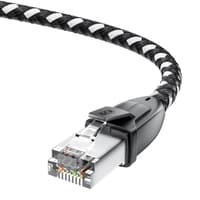 GCR PRO Патч-корд PROF прямой 10.0m, UTP медь кат.6А, STRONG черно-белый в оплетке текстиль, ethernet high speed 10 Гбит/с, T568B - фото 8