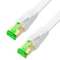 GCR Патч-корд LSZH PROF плоский прямой 3.0m, FTP, кат.8 ethernet, RJ45, медь, 30 AWG, белый, литой, экранированные коннекторы 24K GOLD, T568B - фото 3