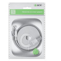 GCR PRO Патч-корд LSZH PROF плоский прямой 10.0m, UTP медь кат.6, белый, 30 AWG, ethernet high speed 10 Гбит/с, RJ45, T568B - фото 7