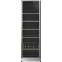 Винный шкаф SMEG/ Винный шкаф SMEG, ВхШхГ 1850х595х595 мм, отдельностоящий, Classica, 197 бутылок, деревянные полки, угольный воздушный фильтр, LED подсветка, акустический сигнал открытой дверцы/повышения температуры, электронный контроль температуры, энергоэффективность G, цвет нержавеющая сталь/черный - фото 1