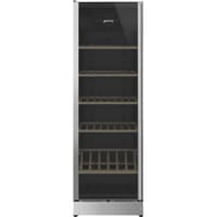 Винный шкаф SMEG/ Винный шкаф SMEG, ВхШхГ 1850х595х595 мм, отдельностоящий, Classica, 197 бутылок, деревянные полки, угольный воздушный фильтр, LED подсветка, акустический сигнал открытой дверцы/повышения температуры, электронный контроль температуры, энергоэффективность G, цвет нержавеющая сталь/черный - фото 2