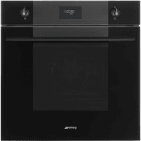 Встраиваемый духовой шкаф SMEG/ Встраиваемый духовой шкаф SMEG, 60 см, Linea, 30-280 градусов, LED-дисплей CompactScreen, галогенная подсветка, 10 режимов, поворотные переключатели Linea, ECO-функция с пониженным энергопотреблением, паровая очистка, размораживание по времени, поднятие теста, поддержание тепла, полезный объем 70 л, цвет черное стекло - фото 1