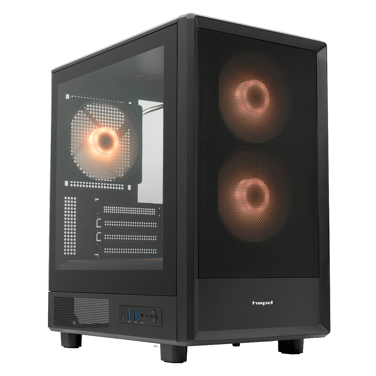 Корпус без блока питания/ Case HSPD M310, Mesh Mini-tower, Black, TG, 0.4 SPCC, 3x120mm ARGB (Orbis F1) mATX, mITX 180/280/160mm 1x2.5", 1x3.5", 4xPCI 2xUSB-A 3.0 452x277x418mm
