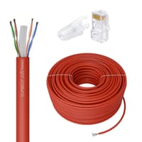 GCR PRO Кабель LAN DIY витая пара 50m в бухте, LSZH UTP кат.6А, CCA многопроволочный, красный + Коннектор RJ-45 8p8c сборный 20шт. - фото 2