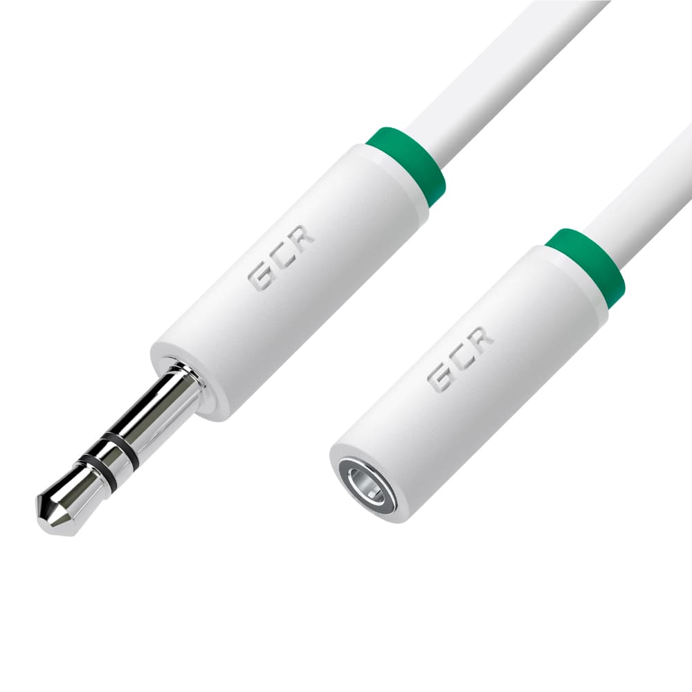 GCR PRO Удлинитель аудио 10.0m jack 3,5mm/jack 3,5mm белый, ультрагибкий, M/F, Premium, экран, стерео
