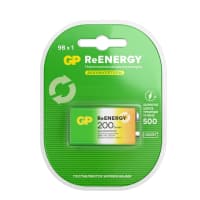 Перезаряжаемые аккумуляторы GP ReEnergy 20R8H 9V Крона, ескость 200 мАч - 1 шт. в блистере - фото 1