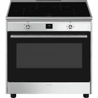 Варочный центр SMEG/ Отдельностоящий варочный центр SMEG, 90х60 см, поворотное/сенсорное управление, дисплей, индукционная варочная поверхность, 4 зоны нагрева, автоматическое определение посуды, электрическая духовка, объем 129 л, гриль, цвет нержавеющая сталь/матовая отделка - фото 2
