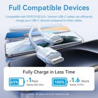 Кабель Vention USB 2.0 CM/CM - 1м. Белый 3А PD60W - фото 5