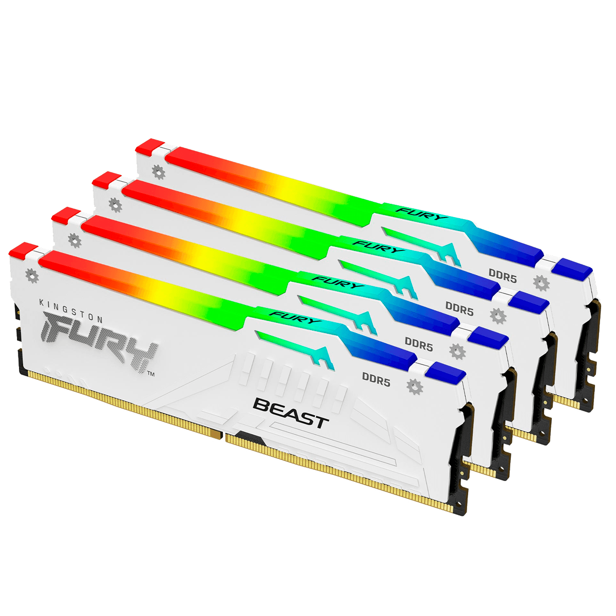Память оперативная/ Kingston 64GB 6000MT/s DDR5 CL40 DIMM (Kit of 4) FURY Beast White RGB XMP