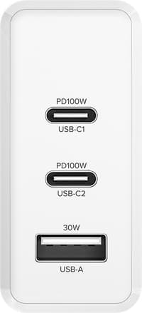 GCR PRO Сетевое зарядное устройство 100W, 1 USB + 2 TypeC, GaN Tech Quick Charger, PD 3.0, белый - фото 5