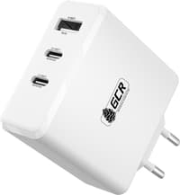 GCR PRO Сетевое зарядное устройство 100W, 1 USB + 2 TypeC, GaN Tech Quick Charger, PD 3.0, белый - фото 3