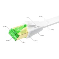 GCR Патч-корд LSZH PROF плоский прямой 3.0m, FTP, кат.8 ethernet, RJ45, медь, 30 AWG, белый, литой, экранированные коннекторы 24K GOLD, T568B - фото 2