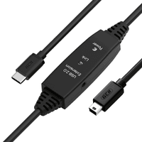 GCR PRO Кабель активный 5.0m TypeC / Mini 5P USB 2.0, медь, с усилителем сигнала, разъём для доп.питания, черный, 28/24 AWG - фото 2