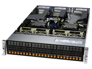 Серверная платформа/ Server AS-2125HS-TNR (bundle3): 2U / 2x AMD EPYC 9004/9005* / 24x DDR5 RDIMM / 24x Hs 2.5" NVMe*/SATA/SAS*/ 1x  480Gb NVMe M.2 / 1x dual-port 1GbE RJ45 / 2x 1600W Power (20 NVME config)