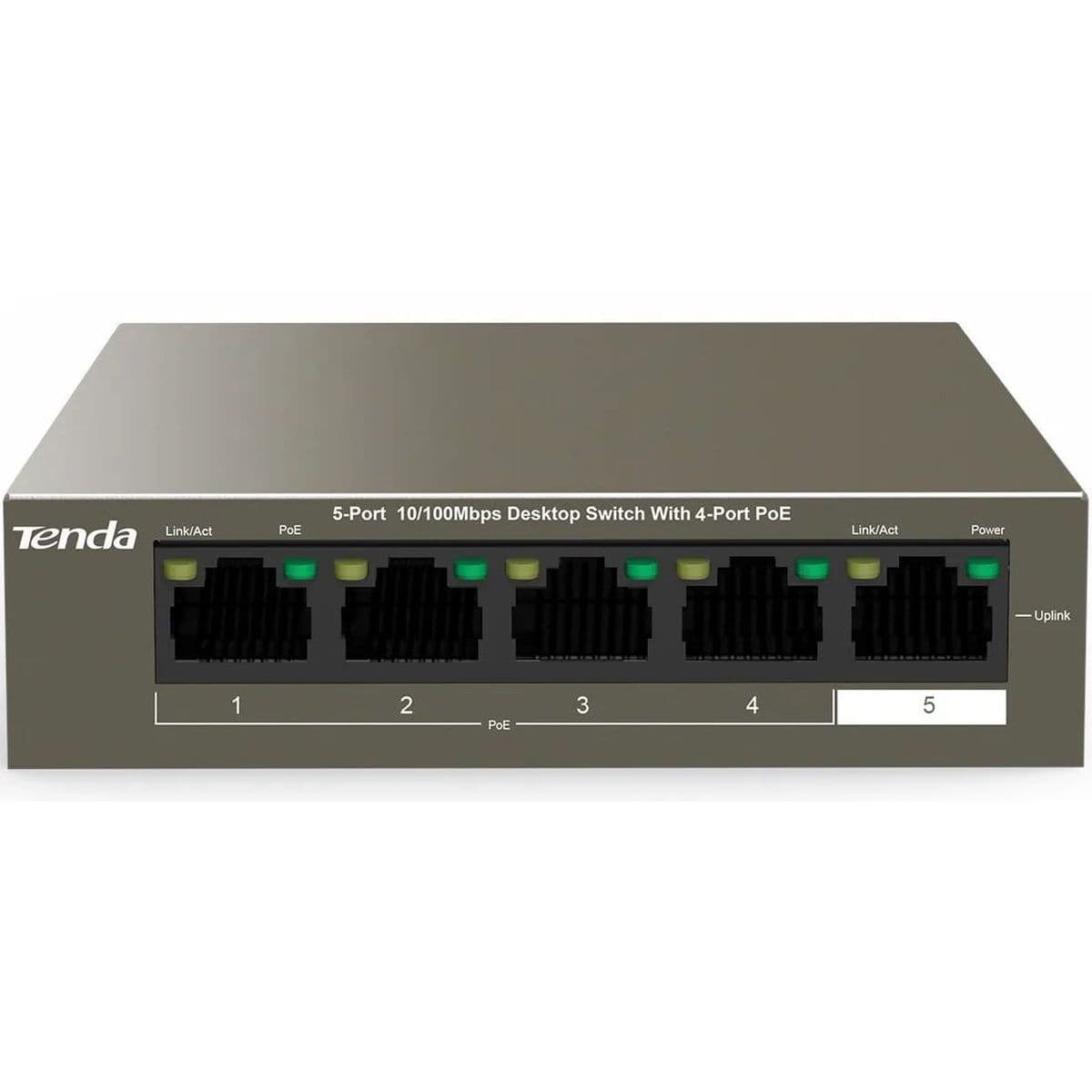 Коммутатор/ Tenda TEF1105P-4-38W 5-Port 10/100Mbps Desktop Switch with 4-Port PoE