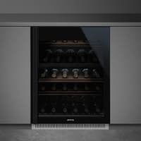 Винные шкафы SMEG/ Холодильный шкаф для вина встраиваемый, ВхШхГ 820х595х566 мм, петли справа, черное стекло. - фото 9
