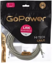 Патч-корд/ Патч-корд GoPower RJ-45 (m)-RJ-45 (m) 5.0м кат.5е ПВХ 26AWG серый в пакете (1/50) - фото 5