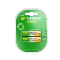 Перезаряжаемые аккумуляторы GP ReEnergy 270AAHC AA, емкость 2650 мАч - 2 шт. в клемшеле - фото 1