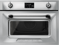 Встраиваемый духовой шкаф с СВЧ SMEG/ Компактный многофункциональный духовой шкаф, комбинированный с микроволновой печью, ширина 60 см, высота 45 см, 11 функций, нержавеющая сталь с обработкой против отпечатков пальцев - фото 1