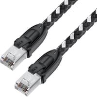 GCR PRO Патч-корд PROF прямой 10.0m, UTP медь кат.6А, STRONG черно-белый в оплетке текстиль, ethernet high speed 10 Гбит/с, T568B - фото 1