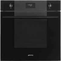 Встраиваемый духовой шкаф SMEG/ Встраиваемый духовой шкаф SMEG, 60 см, Linea, 30-280 градусов, LED-дисплей CompactScreen, галогенная подсветка, Soft Open/Close, 10 режимов, поворотные переключатели Linea, ECO-функция с пониженным энергопотреблением, пиролиз, размораживание по времени, поднятие теста, поддержание тепла, быстрый разогрев, полезный объем 70 л, цвет черное стекло - фото 2