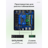 Мини ПК/ HIPER FACTUM FN2 Intel Core i5 1335U(1.3Ghz)/16384Mb/512PCISSDGb/noDVD/BT/WiFi/war 1y/0.4kg/черный/Win11Pro + WiFi 6, BT 5.2,Чёрный, БП 90Вт, VESA крепление - фото 16