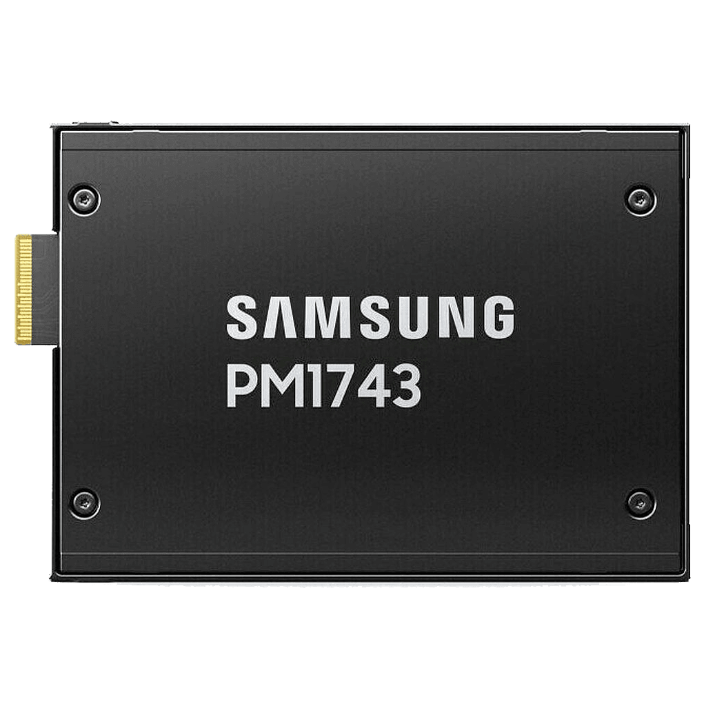 Твердотельный накопитель/ Samsung SSD PM1743, 3840GB, U.3(2.5" 15mm), NVMe, PCIe 5.0 x4 R/W 14000/6000MB/s, IOPs 2 500 000/280 000, TBW 7008, DWPD 1 (12 мес.)