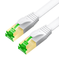 GCR PRO Патч-корд 7.5m LSZH PROF плоский прямой кат.7 ethernet, FTP, медь, белый, литой, экранированные коннекторы 24K GOLD, RJ45, T568B - фото 2