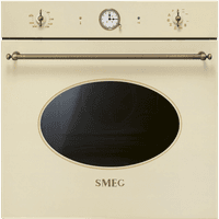 Встраиваемый духовой шкаф SMEG/ Встраиваемый духовой шкаф SMEG, 60 см, Coloniale, 50-260 градусов, часы/таймер, галогенная подсветка, 9 режимов, поворотные переключатели Coloniale, пиролиз, автоматическое отключение, петли Soft Close, полезный объем 65 л, цвет крем/латунь - фото 1
