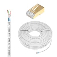 GCR PRO Кабель LAN DIY витая пара 100m в бухте, LSZH S/FTP кат.8, медь, многопроволочный, белый + экранированные коннекторы RJ-45 8p8c 50шт. - фото 1