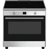 Варочный центр SMEG/ Отдельностоящий варочный центр SMEG, 90х60 см, поворотное/сенсорное управление, дисплей, индукционная варочная поверхность, 4 зоны нагрева, автоматическое определение посуды, электрическая духовка, объем 129 л, гриль, цвет нержавеющая сталь/матовая отделка - фото 1