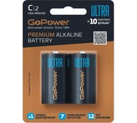Батарейка/ Батарейка GoPower ULTRA LR14 C BL2 Alkaline 1.5V (2/12/192) (2 шт.) - фото 1